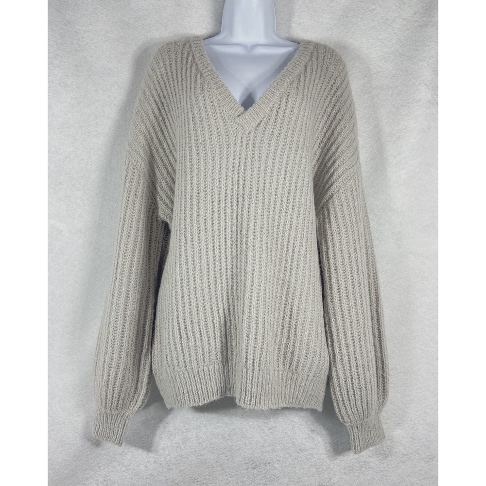 Guess Nara Sweater Women's Large Gray Long Sleeve Pullover V-Neck New